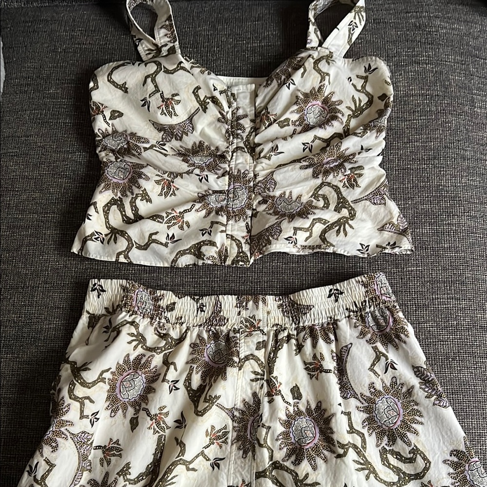 House of Harlow 1960 Cream and Brown Maxi Skirt Set
